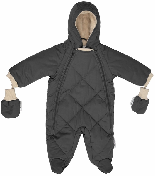 7 A.M. Enfant Snowsuit Bebe - Benji - Smokey Grey Quilted (12-24m)