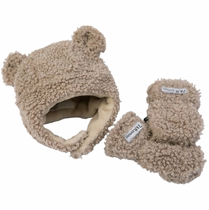 7 A.M. Enfant The Cub Mitten & Hat Set - Teddy - Oatmeal Teddy (12-24m)