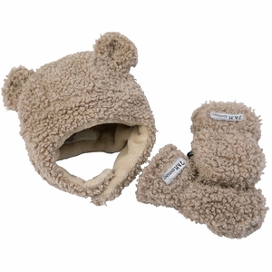 7 A.M. Enfant The Cub Mitten & Hat Set - Teddy - Oatmeal Teddy (6-12m)