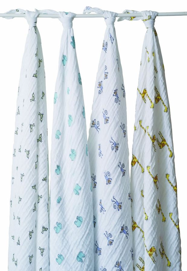 Aden + Anais Classic Swaddle Wraps, 4 Pack Jungle Jam
