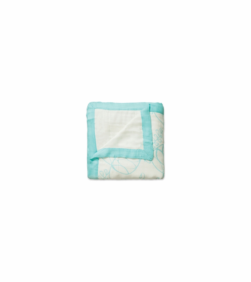 Aden + Anais Bamboo Dream Blanket Azure Leafy & White