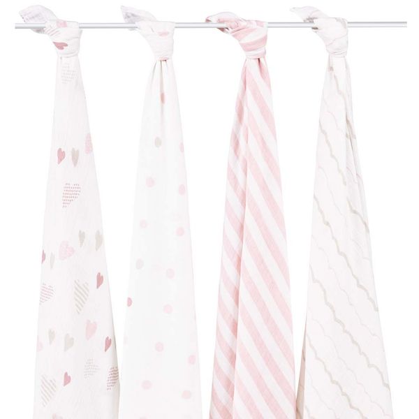 Aden + Anais Classic Swaddle Wraps, 4 Pack Heart Breaker