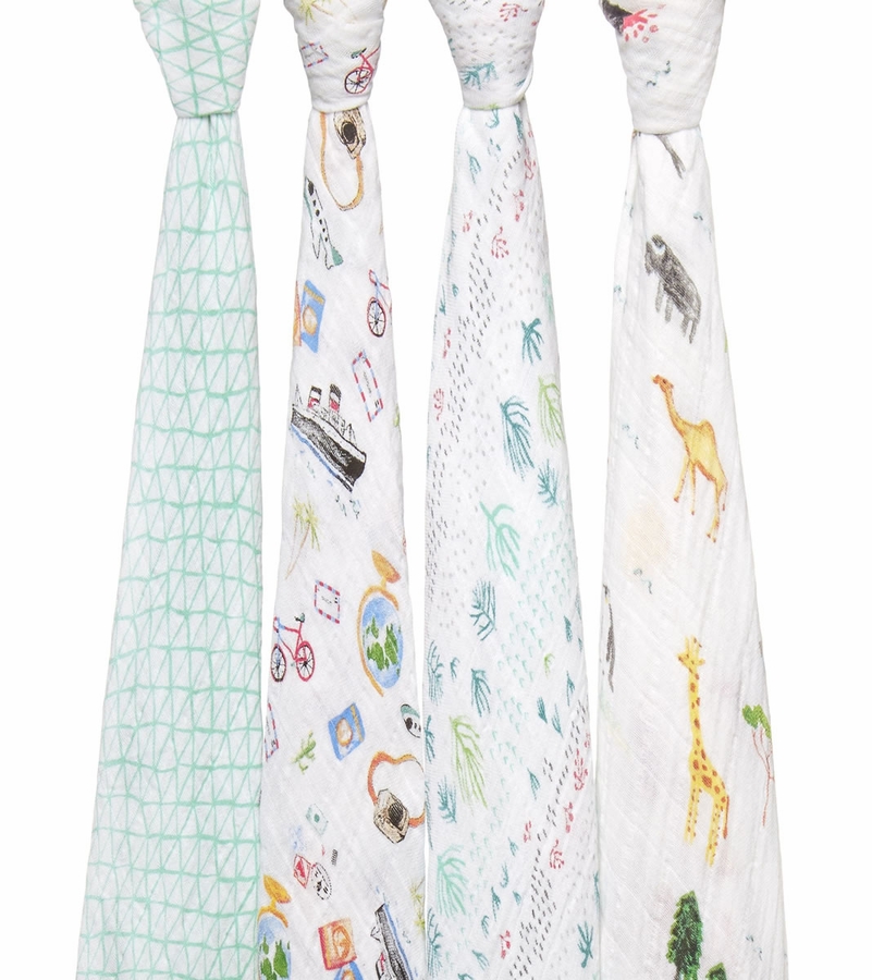 Aden + Anais Classic Swaddle Wraps, 4 Pack Around the World
