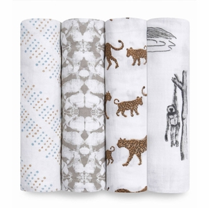 Aden + Anais Classic Swaddle Wraps, 4 Pack - Hear Me Roar