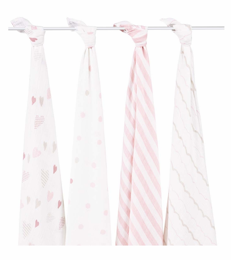 Aden + Anais Classic Swaddle Wraps, 4 Pack Heart Breaker