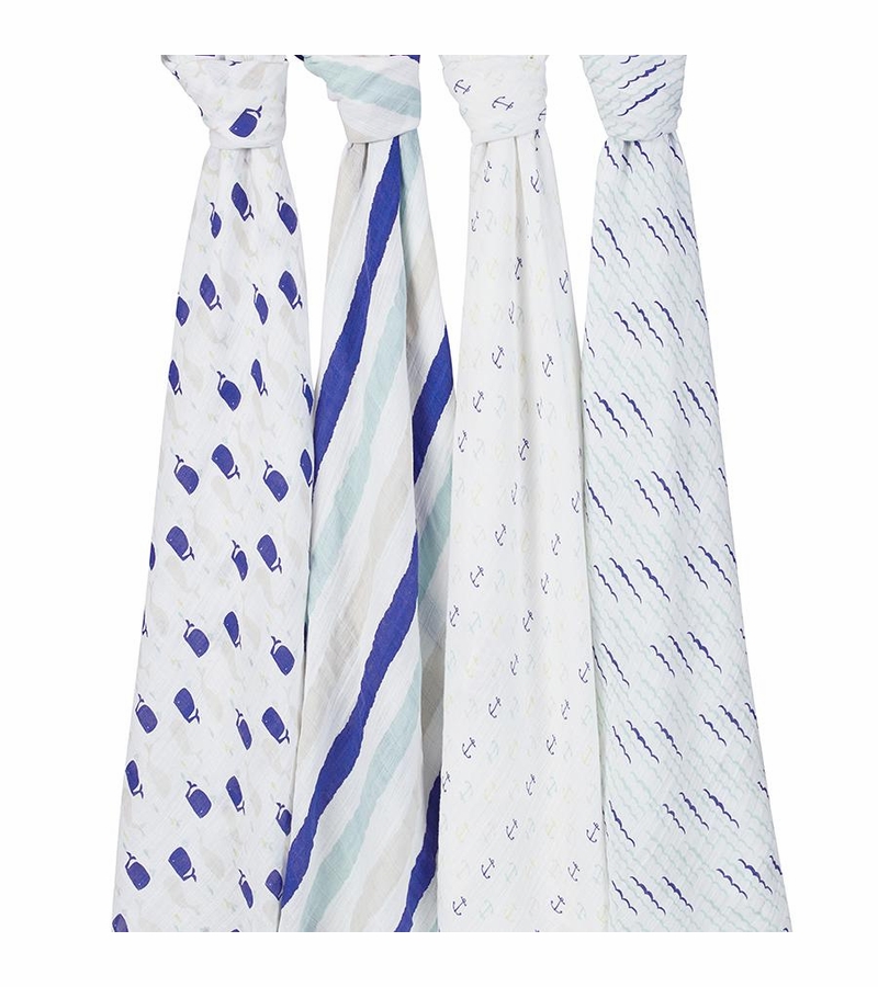 Aden + Anais Classic Swaddle Wraps, 4 Pack High Seas