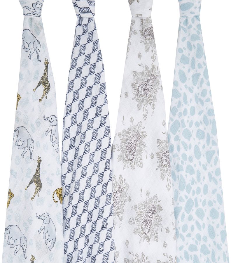 Aden + Anais Classic Swaddle Wraps, 4 Pack Jungle