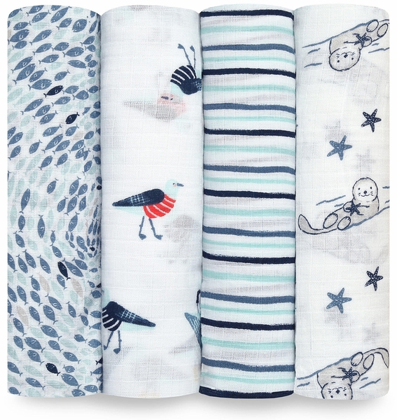 Aden + Anais Essentials Swaddle Wraps, 4 pack - Seashore