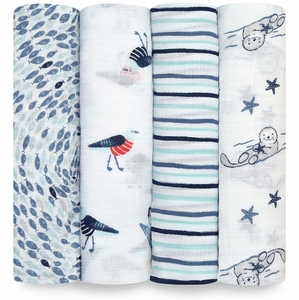 Aden + Anais Essentials Swaddle Wraps, 4 pack - Seashore