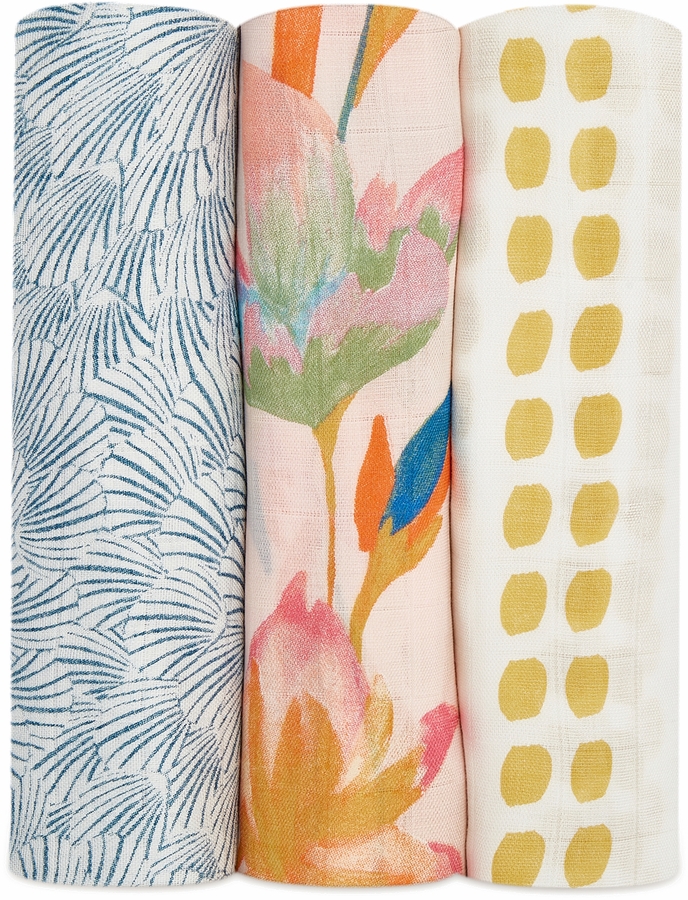 Aden + Anais Silky Soft Swaddles 3Pack Marine Gardens