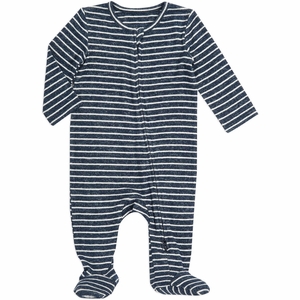 Aden + Anais Snuggle Knit Footie - Navy Stripe (6-9 Months)
