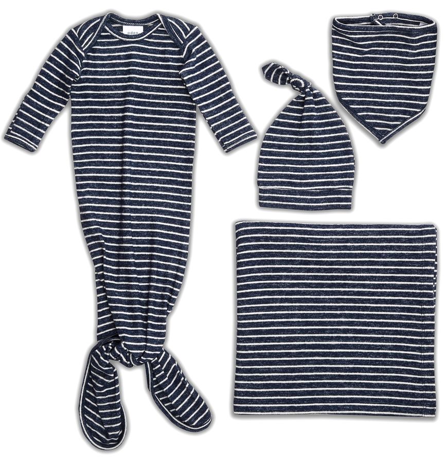 Aden + Anais Snuggle Knit Newborn Gift Set Navy Stripe