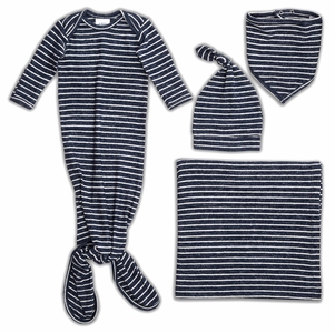 Aden + Anais Snuggle Knit Newborn Gift Set - Navy Stripe