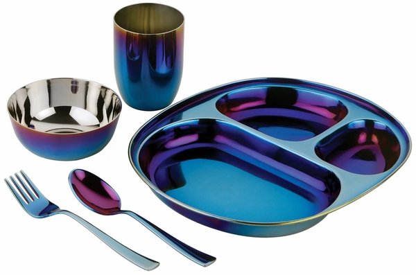Ahimsa Stainless Steel Mindful Mealtime Set - Iridescent Blue