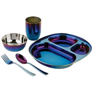 Ahimsa Stainless Steel Mindful Mealtime Set - Iridescent Blue