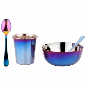 Ahimsa Stainless Steel Starting Solids Infant Set - Iridescent Blue