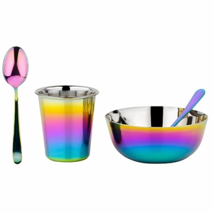Ahimsa Stainless Steel Starting Solids Infant Set - Rainbow