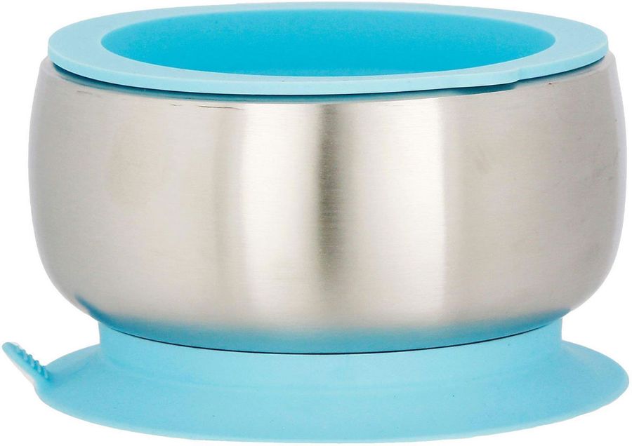 Avanchy Stainless Steel Suction Baby Bowl + Air Tight Lid Blue