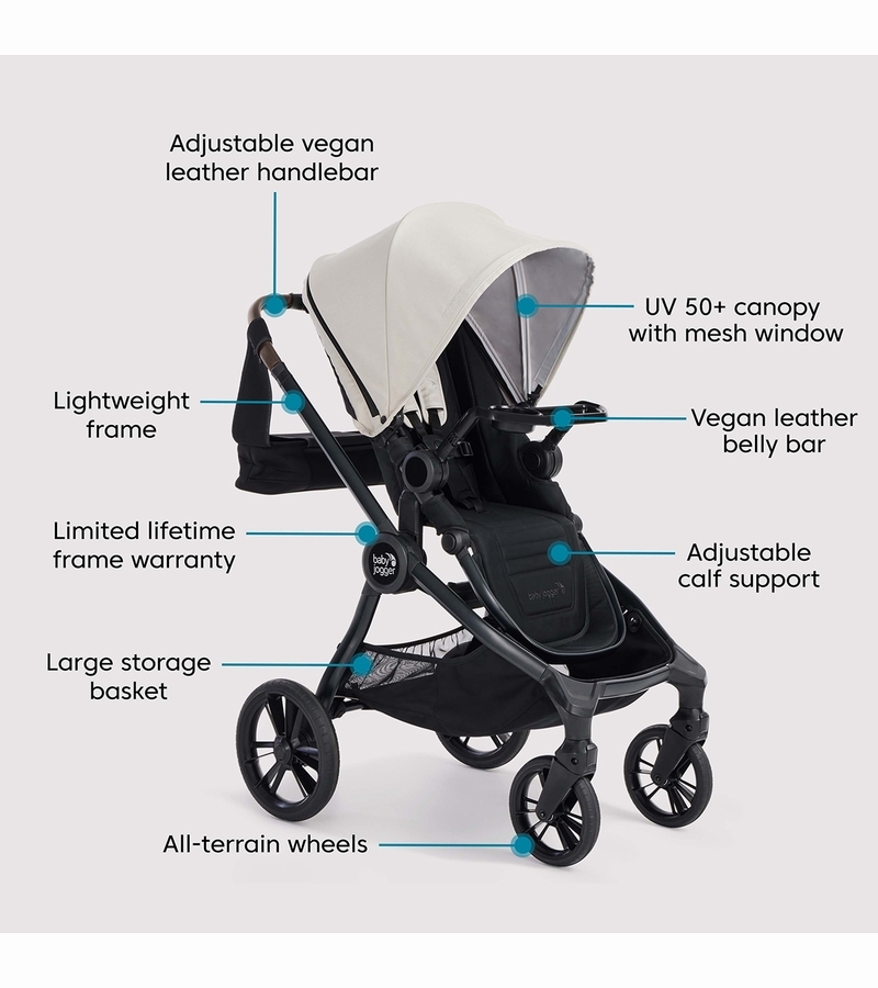 Baby Jogger City Sights + City GO 2 Travel System + Accessory Bundle Frosted Ivory / Slate