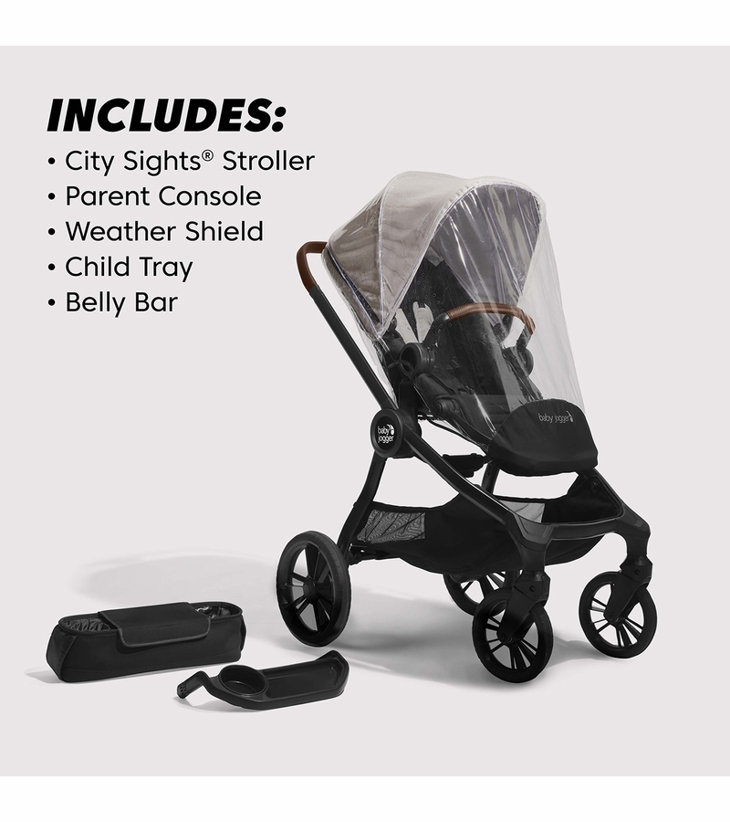Baby Jogger City Sights Stroller + Pram + Accessory Bundle Frosted