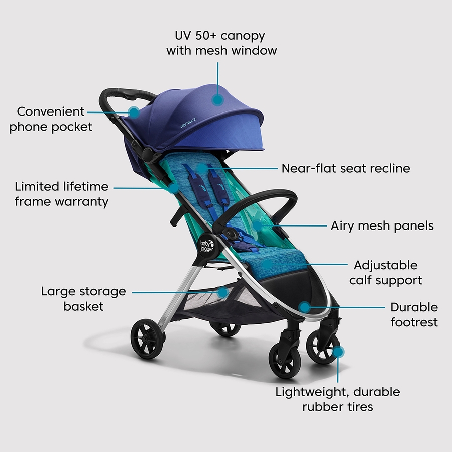 Baby Jogger City Tour 2 Travel Stroller Coastal