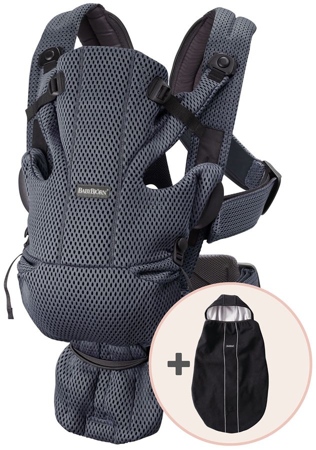 BabyBjorn Baby Carrier Free, 3D Mesh + Cover Bundle Anthracite / Black