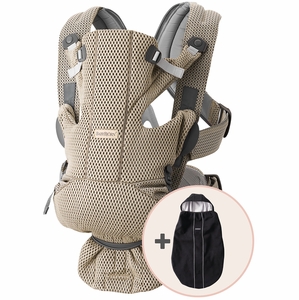 BabyBjorn Baby Carrier Free, 3D Mesh + Cover Bundle - Gray Beige / Black