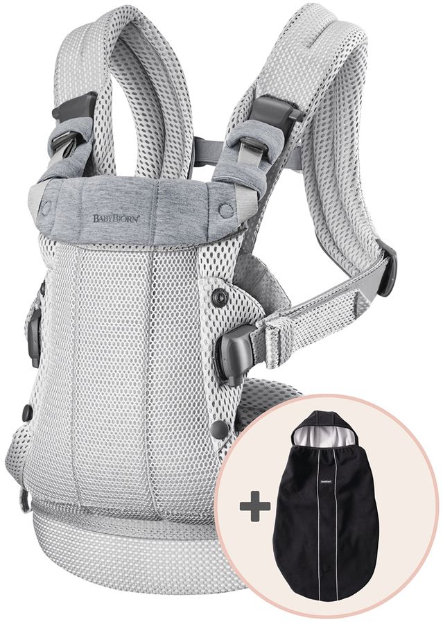 BabyBjorn Baby Carrier Harmony, 3D Mesh + Cover Bundle Silver / Black