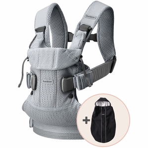 BabyBjorn Baby Carrier One Air, 3D Mesh + Cover Bundle - Silver / Black