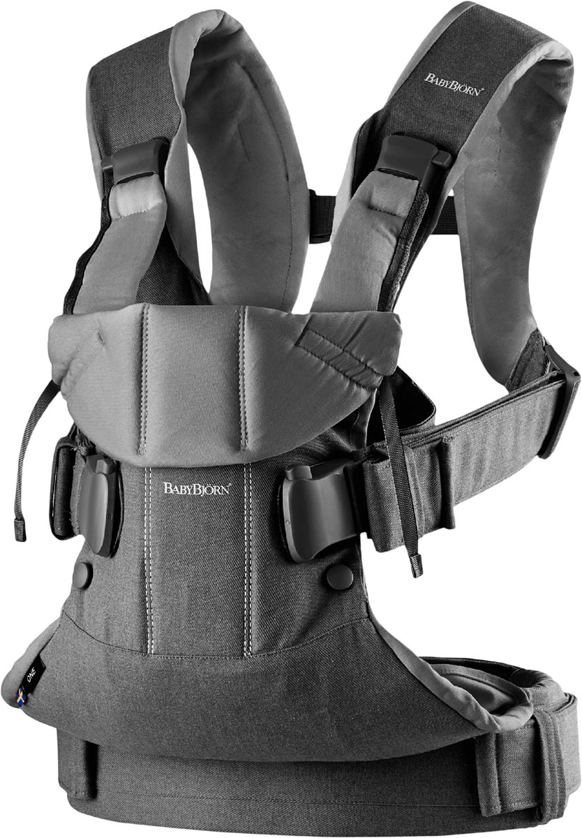BabyBjrn Baby Carrier One Cotton Mix, Denim Gray/Dark Gray