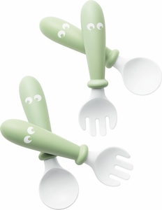 BabyBjorn Baby Spoon and Fork, 4 pcs - Powder Green