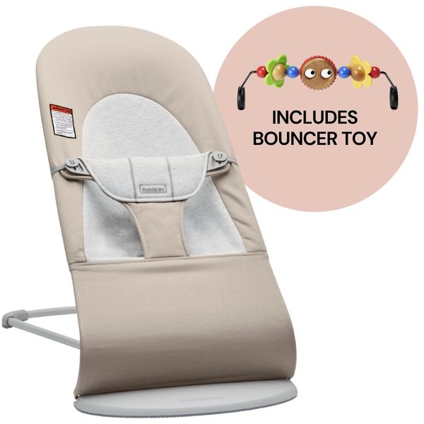 BabyBjorn Bouncer + Toy Bundle Balance Soft (Cotton Jersey) Beige