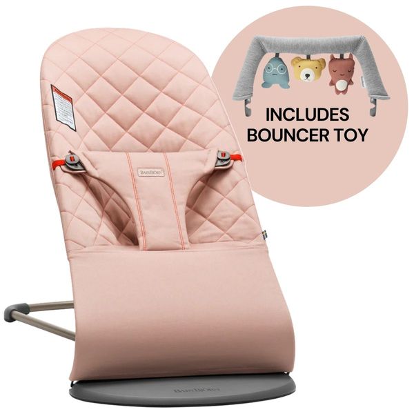 BabyBjorn Bouncer + Toy Bundle Bliss (Cotton) Dusty Pink