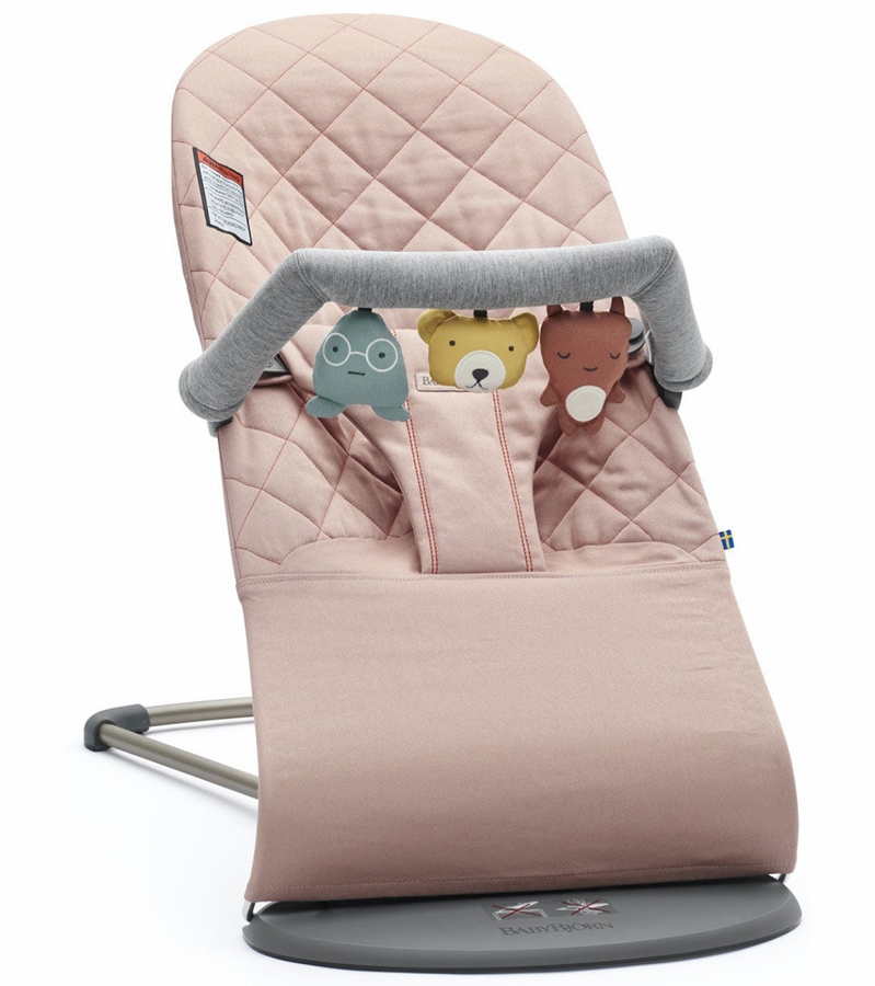 BabyBjorn Bouncer + Toy Bundle Bliss (Cotton) Dusty Pink