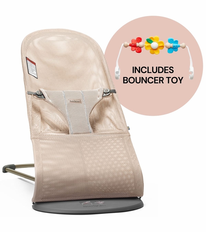 BabyBjorn Bouncer + Toy Bundle Bliss (Mesh) Pearly Pink