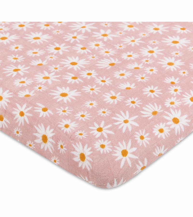 Babyletto all stages organic muslin cotton bassinet sheet daisy