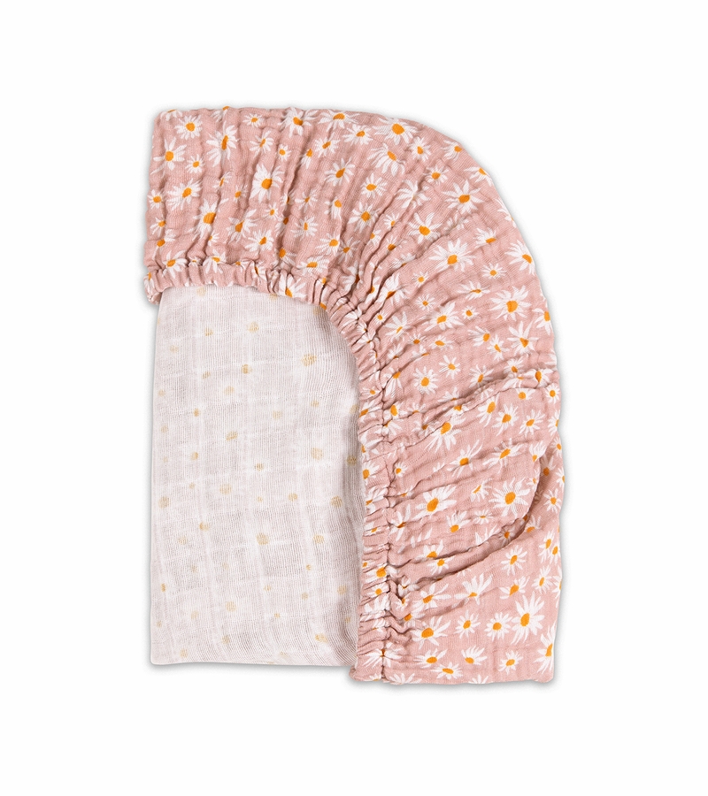 Babyletto all stages organic muslin cotton bassinet sheet daisy