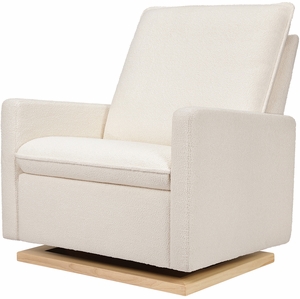 Babyletto Cali Pillowback Chair and a Half Glider - Chantilly Sherpa w/ Light Wood Base