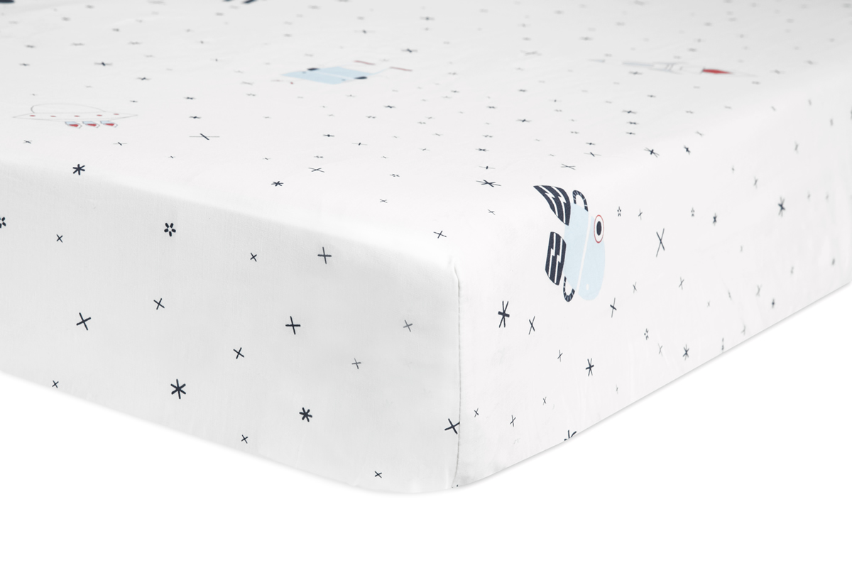 Babyletto Galaxy Floating Robots Fitted Crib Sheet