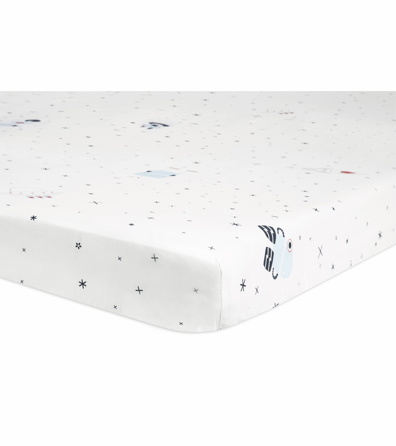 Babyletto Galaxy Floating Robots Fitted Mini Crib Sheet