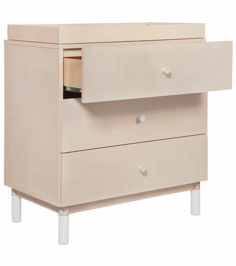Babyletto Gelato 3Drawer Changer Dresser, White Color Feet w/Removable Changing Tray In Washed
