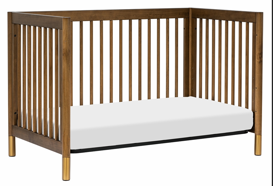 Babyletto Gelato 4in1 Convertible Crib w/Toddler Bed Conversion Kit Natural Walnut & Gold Feet