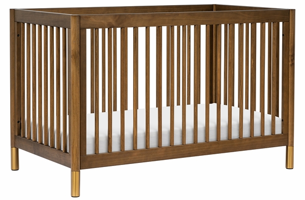 Babyletto Gelato 4-in-1 Convertible Crib w/Toddler Bed Conversion Kit - Natural Walnut & Gold Feet