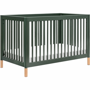 Babyletto Gelato 4-in-1 Convertible Crib w/Toddler Bed Conversion Kit - Forest Green w/Vegan Blonde Leather Feet