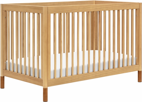 Babyletto Gelato 4-in-1 Convertible Crib w/Toddler Bed Conversion Kit - Honey w/Vegan Tan Leather Feet