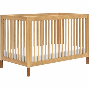 Babyletto Gelato 4-in-1 Convertible Crib w/Toddler Bed Conversion Kit - Honey w/Vegan Tan Leather Feet