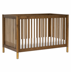 Babyletto Gelato 4-in-1 Convertible Crib w/Toddler Bed Conversion Kit - Natural Walnut & Gold Feet
