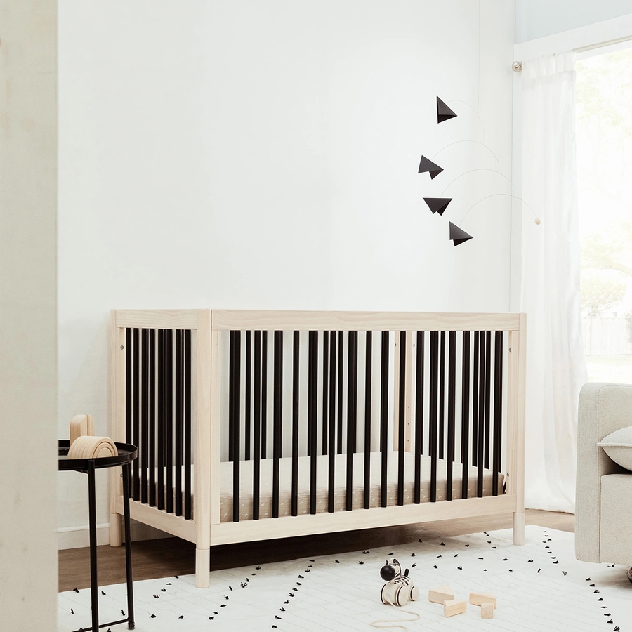 Babyletto Gelato 4in1 Convertible Crib, With Toddler Bed Conversion Kit Washed Natural / Black