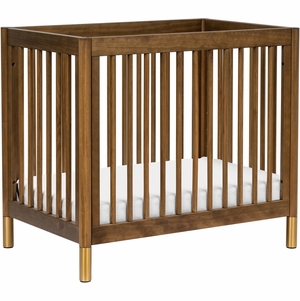 Babyletto Gelato 4-in-1 Convertible Mini Crib - Natural Walnut & Gold Feet