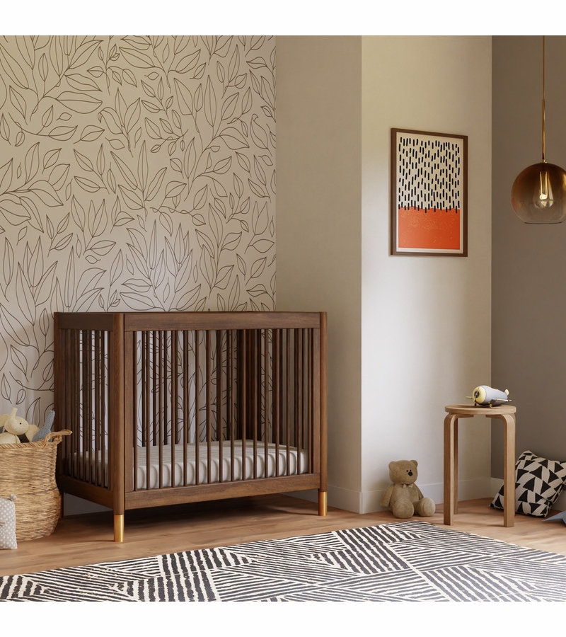 Babyletto Gelato 4in1 Convertible Mini Crib Natural Walnut & Gold Feet
